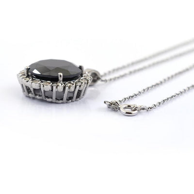 Rare 13 Ct Black Diamond Solitaire Pendant With White Diamond Accents - ZeeDiamonds