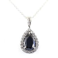 3 Ct Pear Shape Black Diamond Pendant with White Diamond Accents - ZeeDiamonds