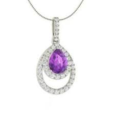 Copy of Copy of Copy of Copy of Copy Amethyst Pendant with Diamonds in 925 Silver/14 K Gold. VVS1;G Color Diamonds.Certified. - ZeeDiamonds