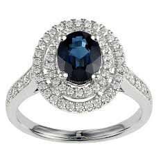 Blue Sapphire Gemstone Engagement Ring With White Diamonds - ZeeDiamonds