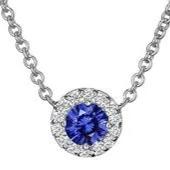 Blue Sapphire Pendant with White Diamonds Accents in 925 Sterling Silver - ZeeDiamonds