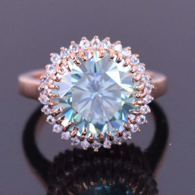 Gorgeous 5 Ct Light Blue Diamond Engagement Ring With Accents WATCH VIDEO - ZeeDiamonds