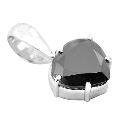 3.5 Carat Heart Shape Black Diamond Pendant in 14kt White Gold,Valentine Gift. - ZeeDiamonds