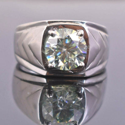 Certified 2.70 Ct Off White Diamond Men's Ring in 925 Silver, Great Design & Fire, Gift For Wedding/Birthday - ZeeDiamonds