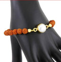 Rudraksha and Freshwater Pearl Gemstone Beaded Bracelet - ZeeDiamonds