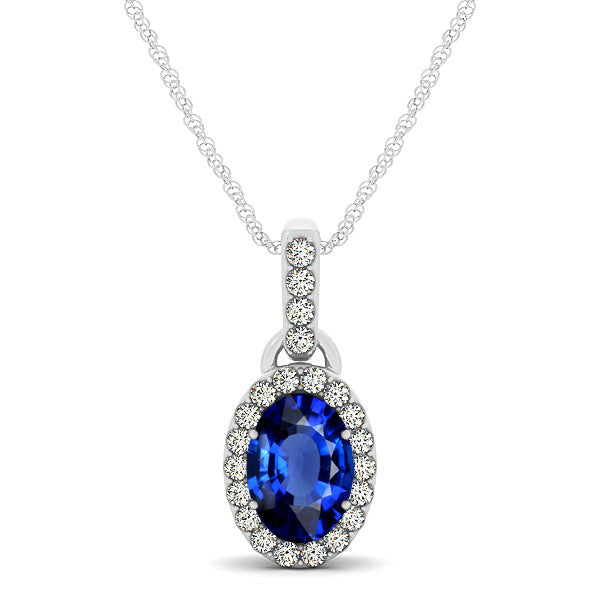 Sapphire Pendant with Diamonds in 925 Silver/14 K Gold. VVS1;G Color.AAA - ZeeDiamonds