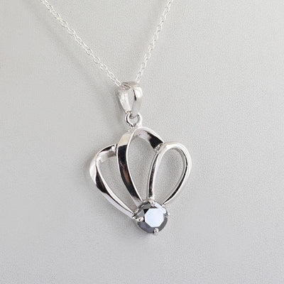 1.50 Cts Certified Black Diamond Pendant in 925 Sterling Silver Beautiful Shine! - ZeeDiamonds