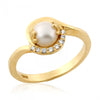 Beautiful Pearl Gemstone Ring with White Diamond Accents - ZeeDiamonds