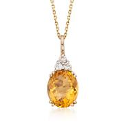 Citrine Pendant with White Diamonds.VVS; H-I Color. - ZeeDiamonds