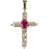 Ruby Gemstone with White Diamonds Cross Designer Pendant - ZeeDiamonds