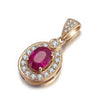 Oval Shape Ruby Gemstone with White Diamond Accents Pendant For Women's - ZeeDiamonds
