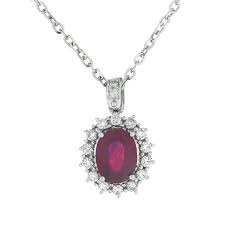 5Cts Natural Ruby Gemstone Pendant with White Diamond Accents - ZeeDiamonds