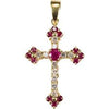 Ruby Gemstone Designer Cross Pendant with White Diamonds Accents - ZeeDiamonds