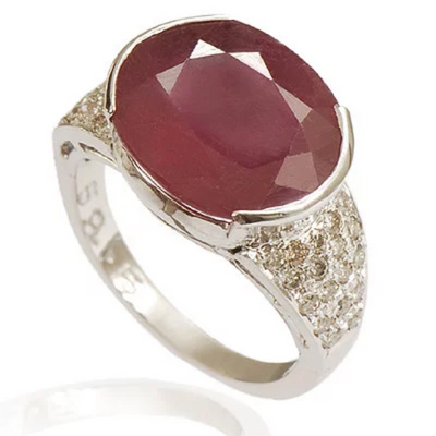 Gorgeous Looking 5ct Madagascar Ruby Gemstone Ring With VVS Diamonds - ZeeDiamonds