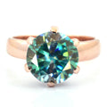 Gorgeous 4 Ct Blue Diamond Solitaire Ring In Rose Gold, Excellent Cut - ZeeDiamonds