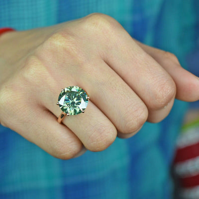 RARE 8.65 Ct Greenish Blue Diamond Solitaire Ring In Rose Gold WATCH VIDEO - ZeeDiamonds