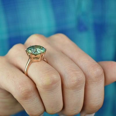 RARE 8.65 Ct Greenish Blue Diamond Solitaire Ring In Rose Gold WATCH VIDEO - ZeeDiamonds