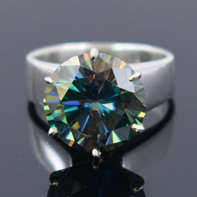 RARE 8.45 Ct Round Shape Blue Diamond Solitaire Ring. Great Bling. WATCH VIDEO - ZeeDiamonds
