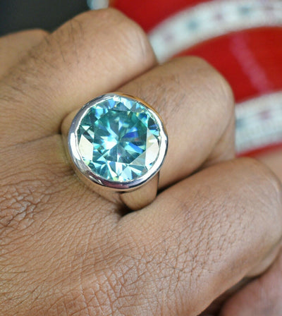 RARE 17.95 Ct Round Blue Diamond Solitaire Ring In Bezel Style- WATCH VIDEO - ZeeDiamonds