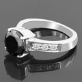 1.20 Ct Round Shape Black Diamond & White Diamond Accent Ring In 925 Silver - ZeeDiamonds