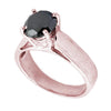 2.7 Cts Round Brilliant Cut Black Diamond Solitaire Ring In Rose Gold Finish - ZeeDiamonds