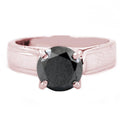 2.7 Cts Round Brilliant Cut Black Diamond Solitaire Ring In Rose Gold Finish - ZeeDiamonds