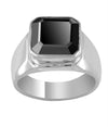 3.3 Cts Asscher Cut Black Diamond Men's Ring In Sterling Silver - ZeeDiamonds