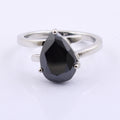 2.99 Carats Pear Shape 100% Certified Black Diamond Sterling Silver Ring - ZeeDiamonds