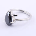 2.99 Carats Pear Shape 100% Certified Black Diamond Sterling Silver Ring - ZeeDiamonds