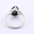 2.99 Carats Pear Shape 100% Certified Black Diamond Sterling Silver Ring - ZeeDiamonds