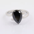 2.99 Carats Pear Shape 100% Certified Black Diamond Sterling Silver Ring - ZeeDiamonds