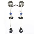 14.20 Ct, Black Diamond Dangler Chain Earrings in 925 Silver - ZeeDiamonds