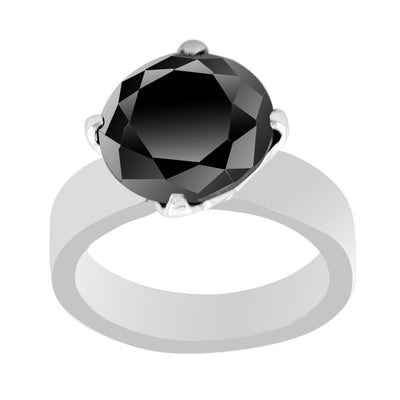 4.5 Ct Round Brilliant Cut Black Diamond Ring In 925 Sterling Silver - ZeeDiamonds