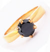 1.50 Ct Round Cut 100% Certified Black Diamond Solitaire Ring In Yellow Gold Finish - ZeeDiamonds