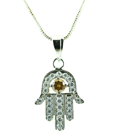 0.50 Ct Champagne Diamond Hamsa Hand Pendant With Accents- Beautiful Design - ZeeDiamonds