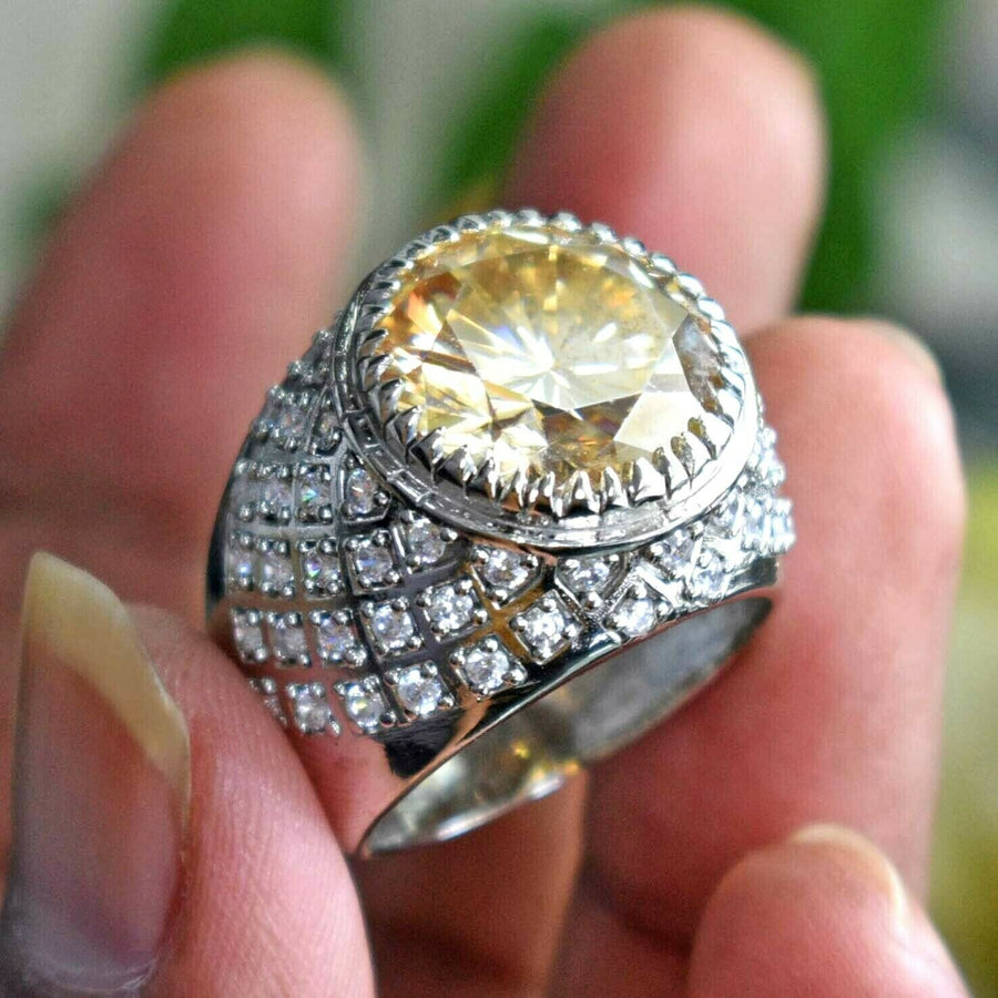 RARE 17.90 Ct Champagne Diamond Heavy Ring With Diamonds Accents, Great Shine & Luster WATCH VIDEO - ZeeDiamonds