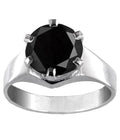 3.9 Ct Round Cut Certified Black Diamond Ring In Sterling Silver - ZeeDiamonds