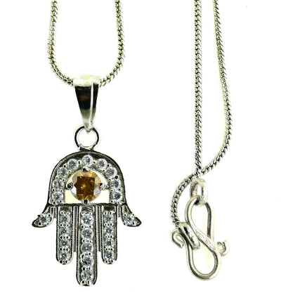 0.50 Ct Champagne Diamond Hamsa Hand Pendant With Accents- Beautiful Design - ZeeDiamonds