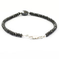 30 Cts Jet Black Diamond With Drum Cut Bead Bracelet In Sterling Silver - ZeeDiamonds