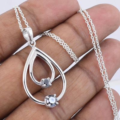 1.50 Cts Certified Black Diamond Pendant in 925 Sterling Silver Beautiful Shine! - ZeeDiamonds