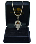 0.50 Ct Champagne Diamond Hamsa Hand Pendant With Accents- Beautiful Design - ZeeDiamonds