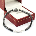 30 Cts Jet Black Diamond With Drum Cut Bead Bracelet In Sterling Silver - ZeeDiamonds