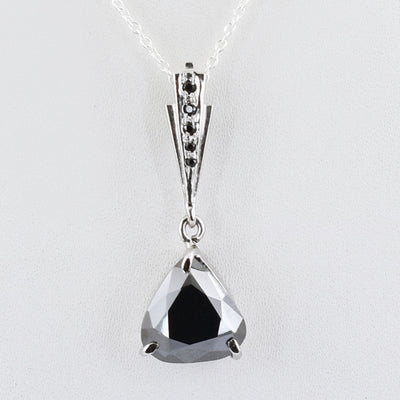 AAA 4.20 ct Rare Pear Shape Certified Black Diamond Solitaire Pendant - ZeeDiamonds