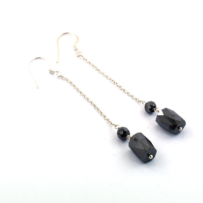 11.00 Ct Certified Black Diamond Dangler Drop Earrings in Silver - ZeeDiamonds