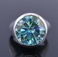 RARE 17.95 Ct Round Blue Diamond Solitaire Ring In Bezel Style- WATCH VIDEO - ZeeDiamonds