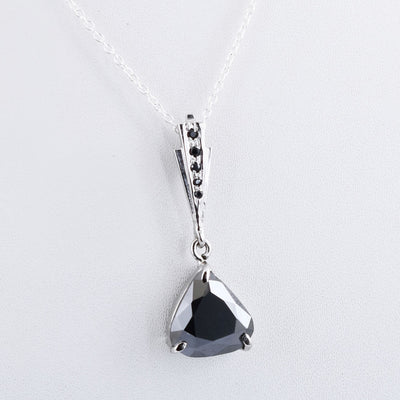 AAA 4.20 ct Rare Pear Shape Certified Black Diamond Solitaire Pendant - ZeeDiamonds