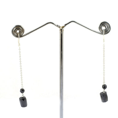 11.00 Ct Certified Black Diamond Dangler Drop Earrings in Silver - ZeeDiamonds