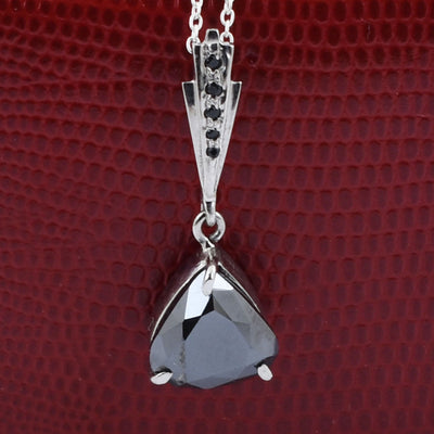 AAA 4.20 ct Rare Pear Shape Certified Black Diamond Solitaire Pendant - ZeeDiamonds