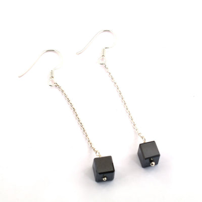 8 Ct, Certified Black Diamond Dangler Drop Earrings in Sterling Silver - ZeeDiamonds