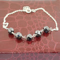 8.5 Ct Certified Black Diamond Beads Silver Chain Bracelet For Women's - ZeeDiamonds